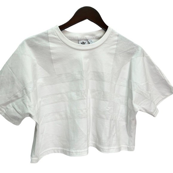 𝅺NWOT Adidas Originals LGR Logo Tee White Cropped Size XS - Picture 6 of 13